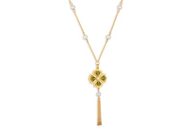 Lot 172 - A 24CT GOLD PENDANT, set with seed pearls