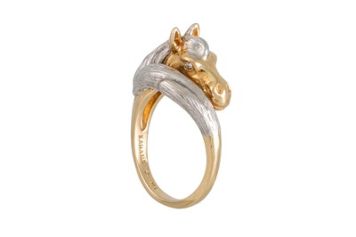 Lot 106 - A CROSSOVER RING MODELLED AS A HORSE, diamond...