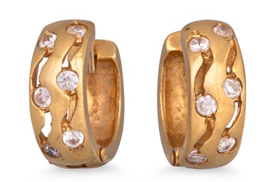 Lot 67 - A PAIR OF STONE SET EARRINGS, mounted in 18ct...