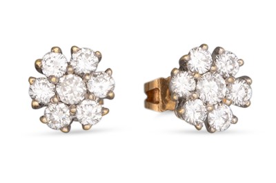 Lot 37 - A PAIR OF DIAMOND CLUSTER EARRINGS, mounted in...