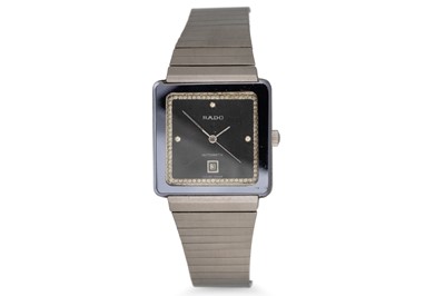 Lot 334 - A GENT'S RADO WRISTWATCH, black face, case 27 mm