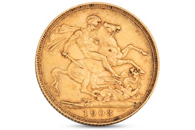 Lot 323 - A 1903 FULL GOLD SOVEREIGN ENGLISH COIN,...