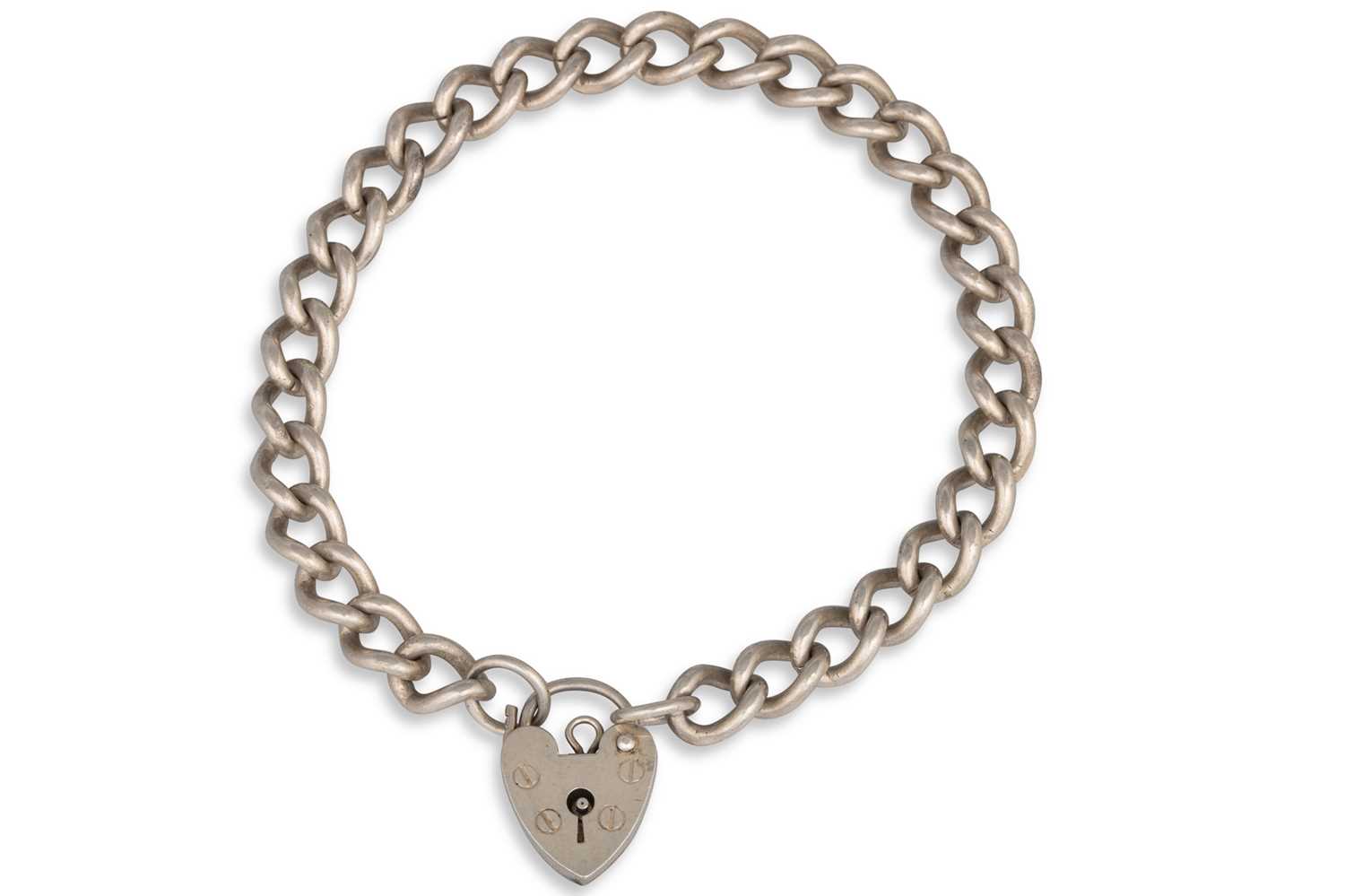 Lot 50 - AN ANTIQUE SILVER CURB LINK BRACELET, with...