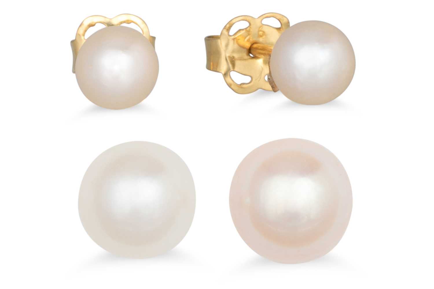 Lot 52 - TWO PAIRS OF CULTURED PEARL EARRINGS, one...