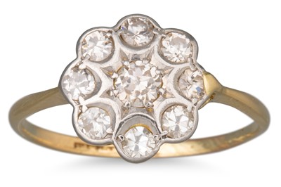 Lot 65 - AN ANTIQUE DIAMOND CLUSTER RING, in the form...