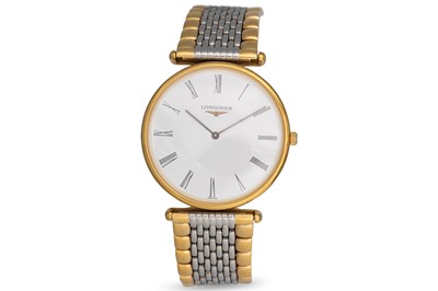 Lot 377 - A GENT'S LONGINES BI-METAL WRISTWATCH, Roman...