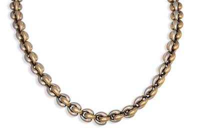 Lot 130 - A 9CT WHITE AND YELLOW GOLD NECKLACE, with...