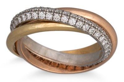 Lot 70 - A THREE BANDED DIAMOND SET RING, with two 18ct...