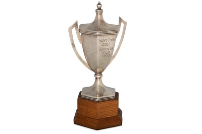 Lot 463 - A SILVER CUP on wooded stand, by Walker & Hall....