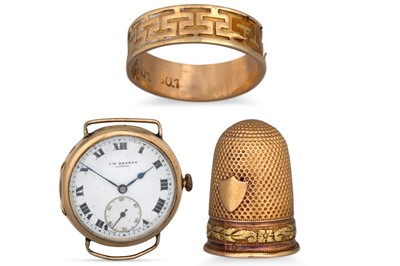 Lot 329 - A 9CT GOLD CASE GENT'S WATCH HEAD, 26 g....