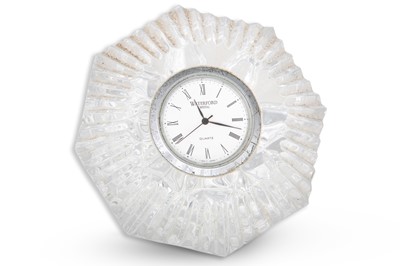 Lot 601 - A WATERFORD CRYSTAL PAPERWEIGHT CLOCK
