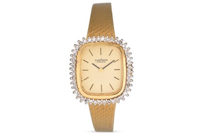 Lot 360 - A VINTAGE LADY'S DIAMOND AND GOLD WRISTWATCH,...