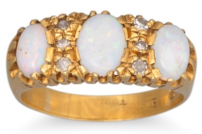 Lot 23 - A VICTORIAN OPAL AND DIAMOND RING, mounted in...