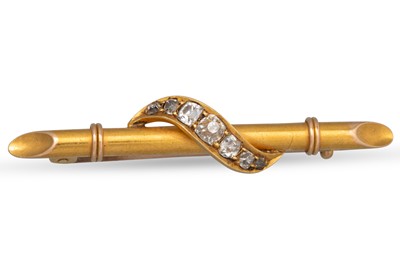 Lot 27 - THREE VICTORIAN GOLD AND DIAMOND BAR BROOCHES,...