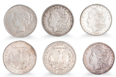 Lot 313 - 18 X AMERICAN SILVER $1 COINS; 12 Morgan...