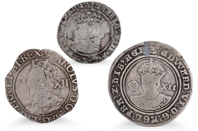 Lot 342 - TWO ENGLISH SILVER 1/- COINS; EDWARD VII NF,...