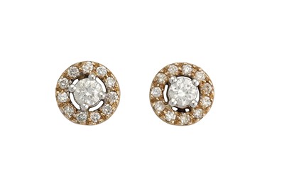 Lot 277 - A PAIR OF DIAMOND CLUSTER EARRINGS, mounted in...