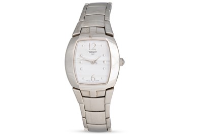 Lot 411 - A LADY'S TISSOT STAINLESS STEEL WRIST WATCH,...