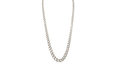 Lot 38 - A HEAVY STERLING SILVER  CURB LINK  ALBERT...