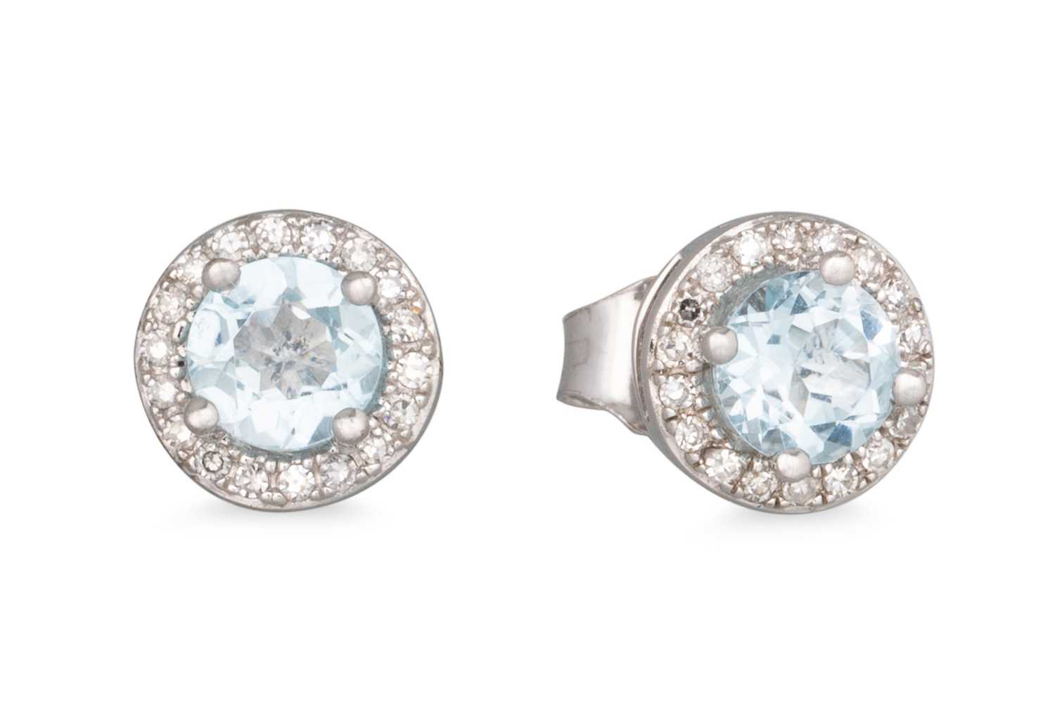 Lot 72 - A PAIR OF DIAMOND AND TOPAZ CLUSTER EARRINGS,...