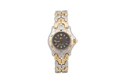 Lot 59 - A LADY'S BI-METAL TAG HEUER WRIST WATCH, date,...