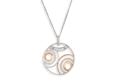 Lot 128 - AN 18CT WHITE GOLD STONESET PENDANT AND CHAIN,...