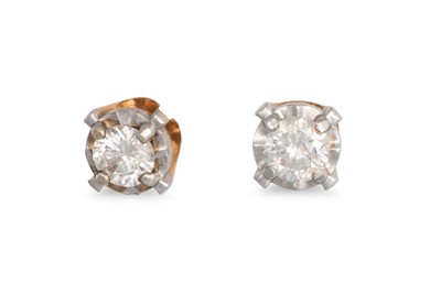 Lot 10 - A PAIR OF DIAMOND STUD EARRINGS, mounted in...