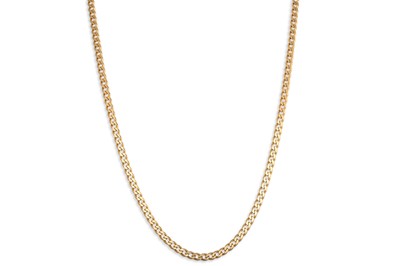 Lot 19 - A 9CT YELLOW GOLD CURB LINK NECK CHAIN, ca. 12 g.