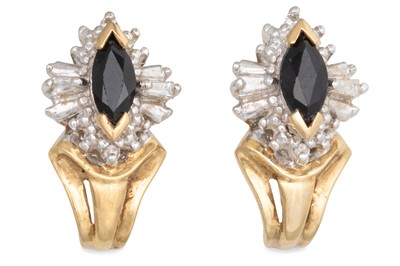 Lot 47 - A PAIR OF SAPPHIRE AND DIAMOND CLUSTER...