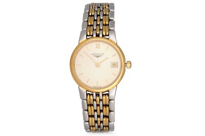 Lot 322 - A LADY'S BI METAL LONGINES WRIST WATCH,...