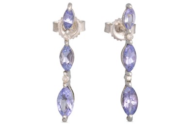Lot 83 - A PAIR OF WHITE GOLD, DIAMOND, AND TANZANITE...