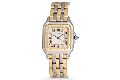 Lot 332 - A LADY'S STAINLESS STEEL CARTIER PANTHERE...