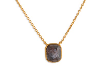 Lot 92 - A COLOURED DIAMOND PENDANT, mounted in 14ct...