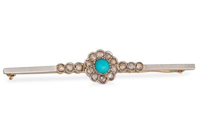 Lot 103 - AN ANTIQUE DIAMOND AND TURQUOISE CLUSTER...