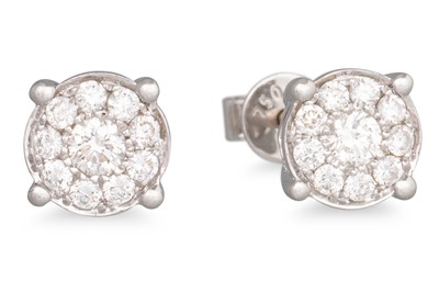 Lot 229 - A PAIR OF DIAMOND CLUSTER EARRINGS, mounted in...