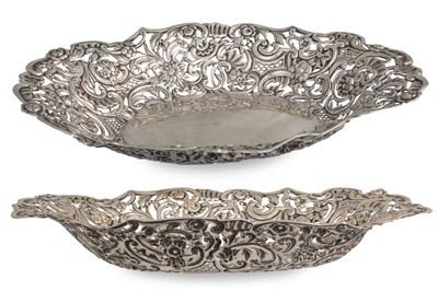 Lot 396 - A PAIR OF LATE VICTORIAN OVAL SILVER EMBOSSED...