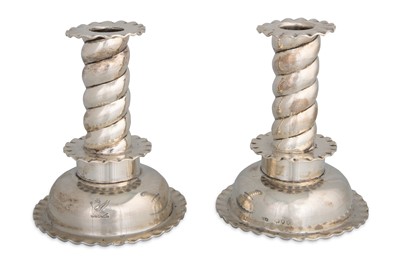 Lot 397 - A PAIR OF LATE VICTORIAN SILVER CANDLE STICKS,...