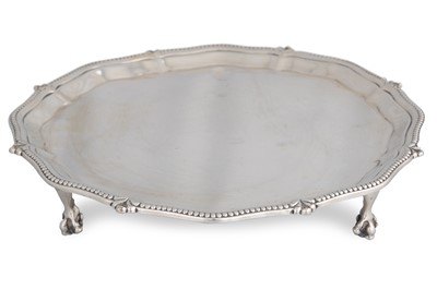 Lot 401 - A LATE VICTORIAN SILVER SHAPED CIRCULAR WAITER...