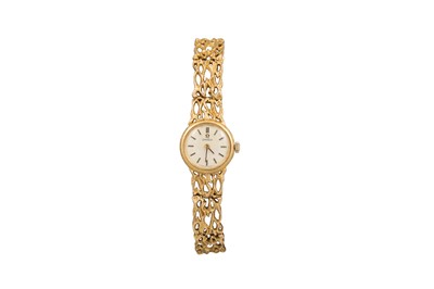 Lot 130 - AN 9CT GOLD ANTIQUE OMEGA BRACELET WATCH,...