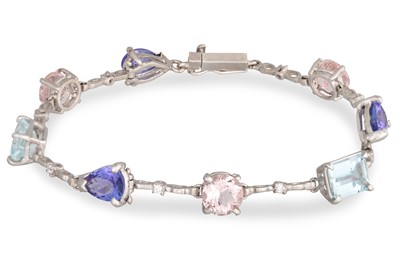 Lot 197 - A TANZANITE, AQUAMARINE, MORGANITE AND DIAMOND...