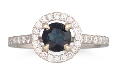 Lot 186 - A DIAMOND AND SAPPHIRE CLUSTER RING, the...