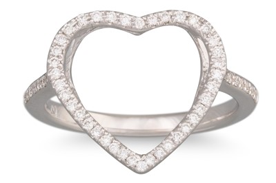 Lot 176 - A HEART SHAPED DIAMOND CLUSTER RING, mounted...
