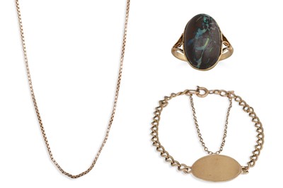 Lot 2 - A 9CT GOLD BOX LINK CHAIN, together with...