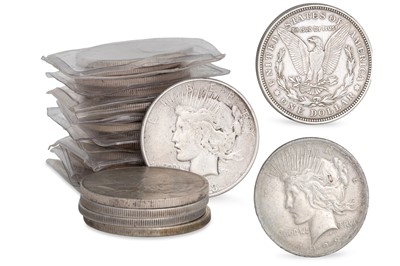 Lot 346 - 18 X AMERICAN SILVER $1 COINS; 12 Morgan...