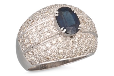 Lot 146 - A SAPPHIRE AND DIAMOND RING, the oval sapphire...