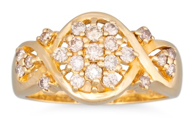 Lot 153 - A DIAMOND RING, of cluster form, mounted in...