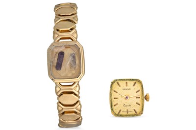 Lot 315 - AN 18CT GOLD WATCH CASE AND BRACELET, together...
