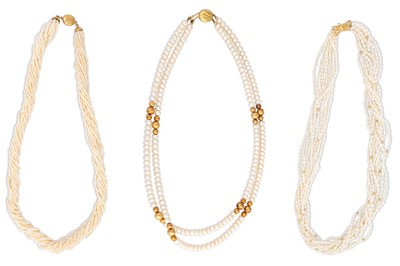 Lot 158 - A COLLECTION OF PEARL JEWELLERY ITEMS, with...