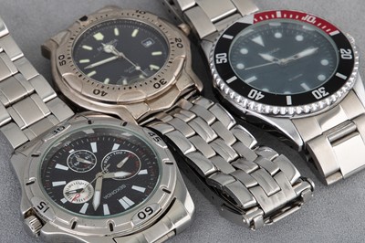 Lot 296 - A COLLECTION OF THREE GENT'S STAINLESS STEEL...
