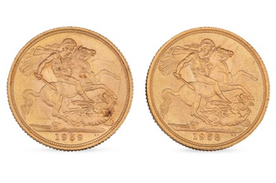 Lot 356 - TWO FULL GOLD SOVEREIGNS, QEII 1958 & 1959,...